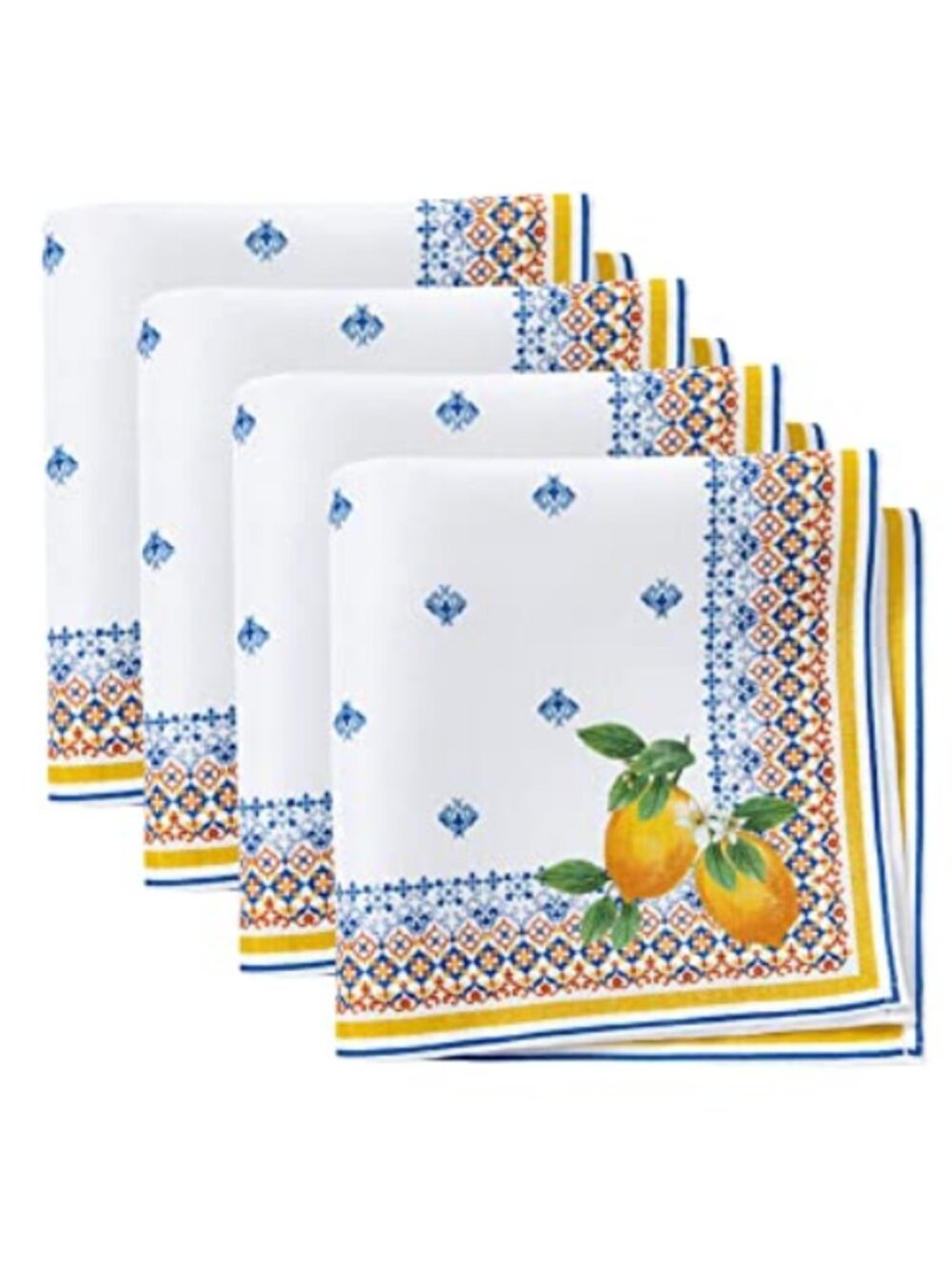 Elrene Home Fashions Lemon Napkins, Set of 4
